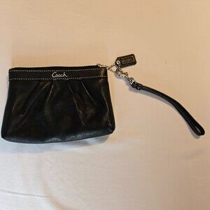 Coach Ashley Black Pleated Leather Wristlet